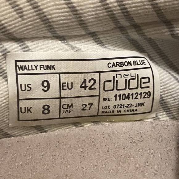 Hey Dude Wally Funk Carbon Shoes Men‎ Size 9 Blue Casual Slightly Used - Picture 6 of 6